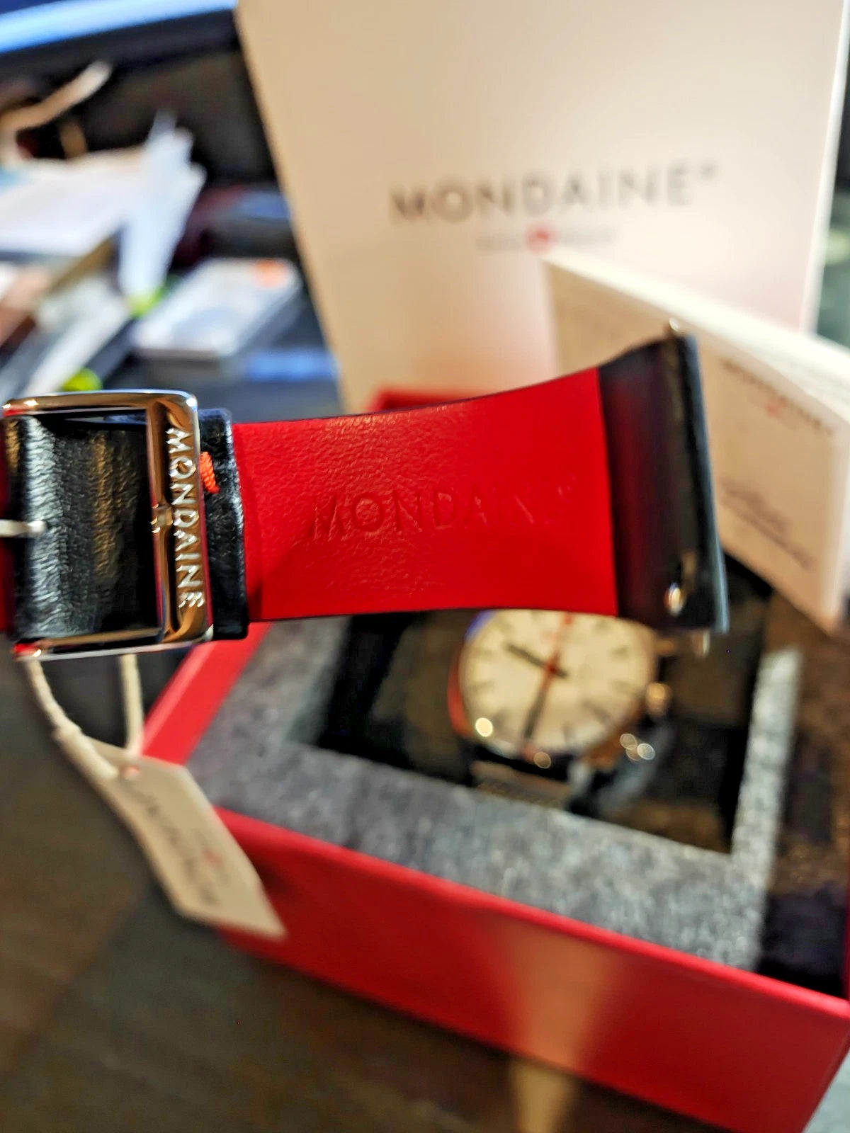 MONDAINE MEN'S MSL.41410.LBV.SET GRAND CUSHION WATCH