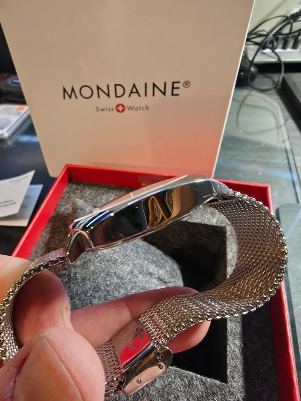 MONDAINE MEN'S MSL.41410.LBV.SET GRAND CUSHION WATCH