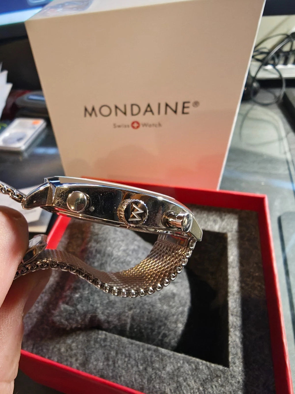 MONDAINE MEN'S MSL.41410.LBV.SET GRAND CUSHION WATCH
