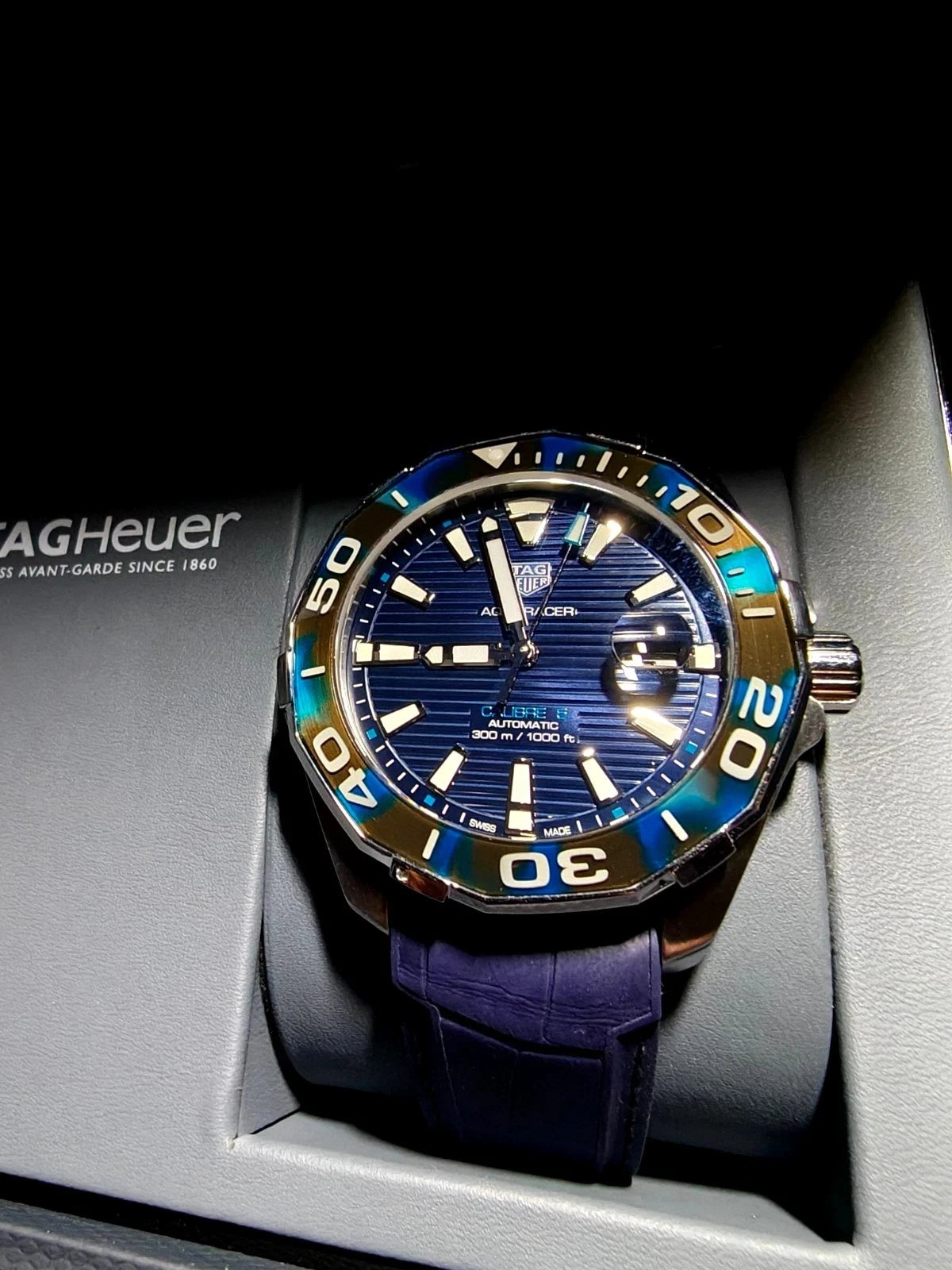 Tag Heuer Aquaracer 43mm Blue Dial/2-tone Tortoise bezel 2021 B&P