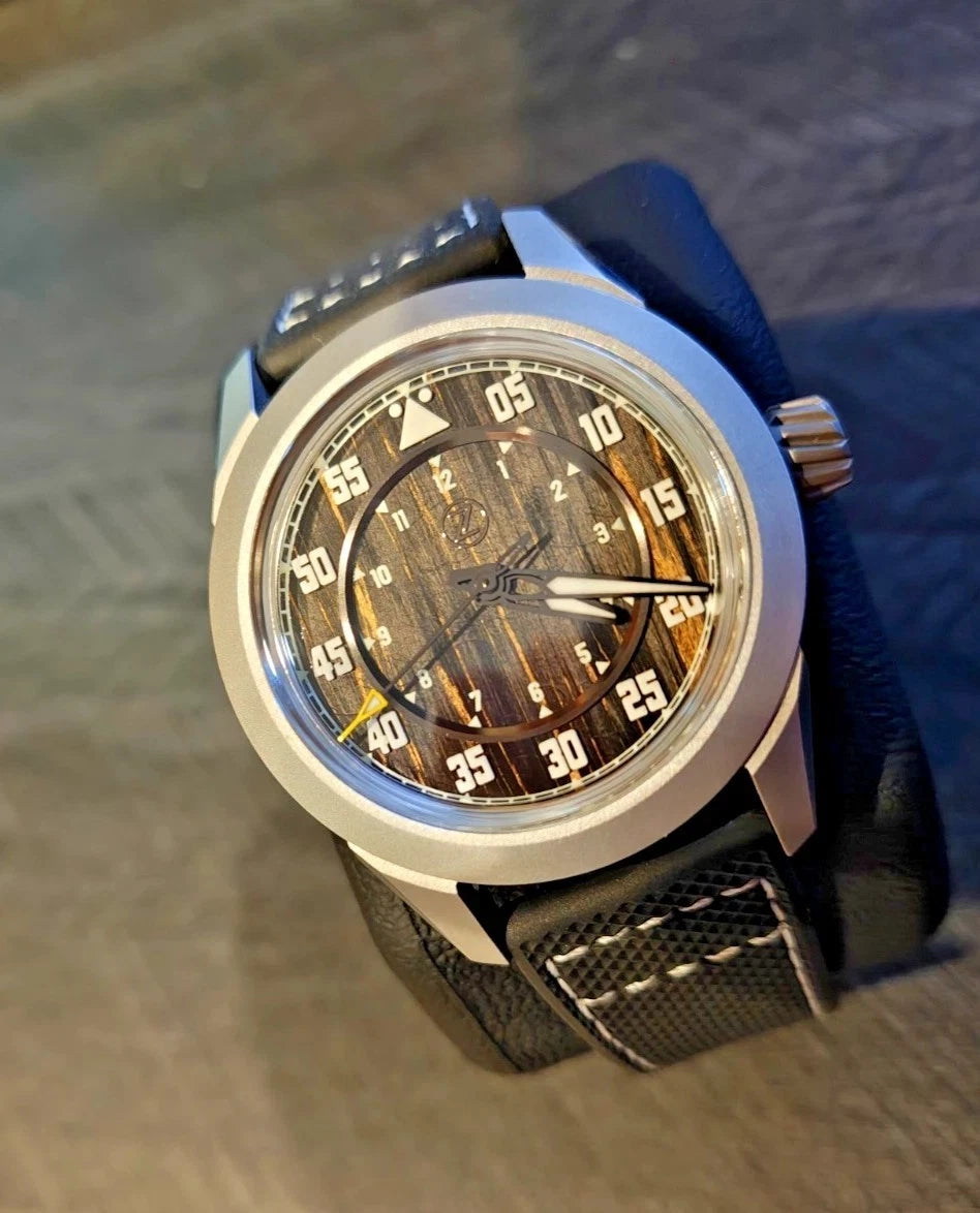 Zelos 39mm Sandblasted Polished Titanium Eagle 2 Ti Carbon Automatic Pilot Watch