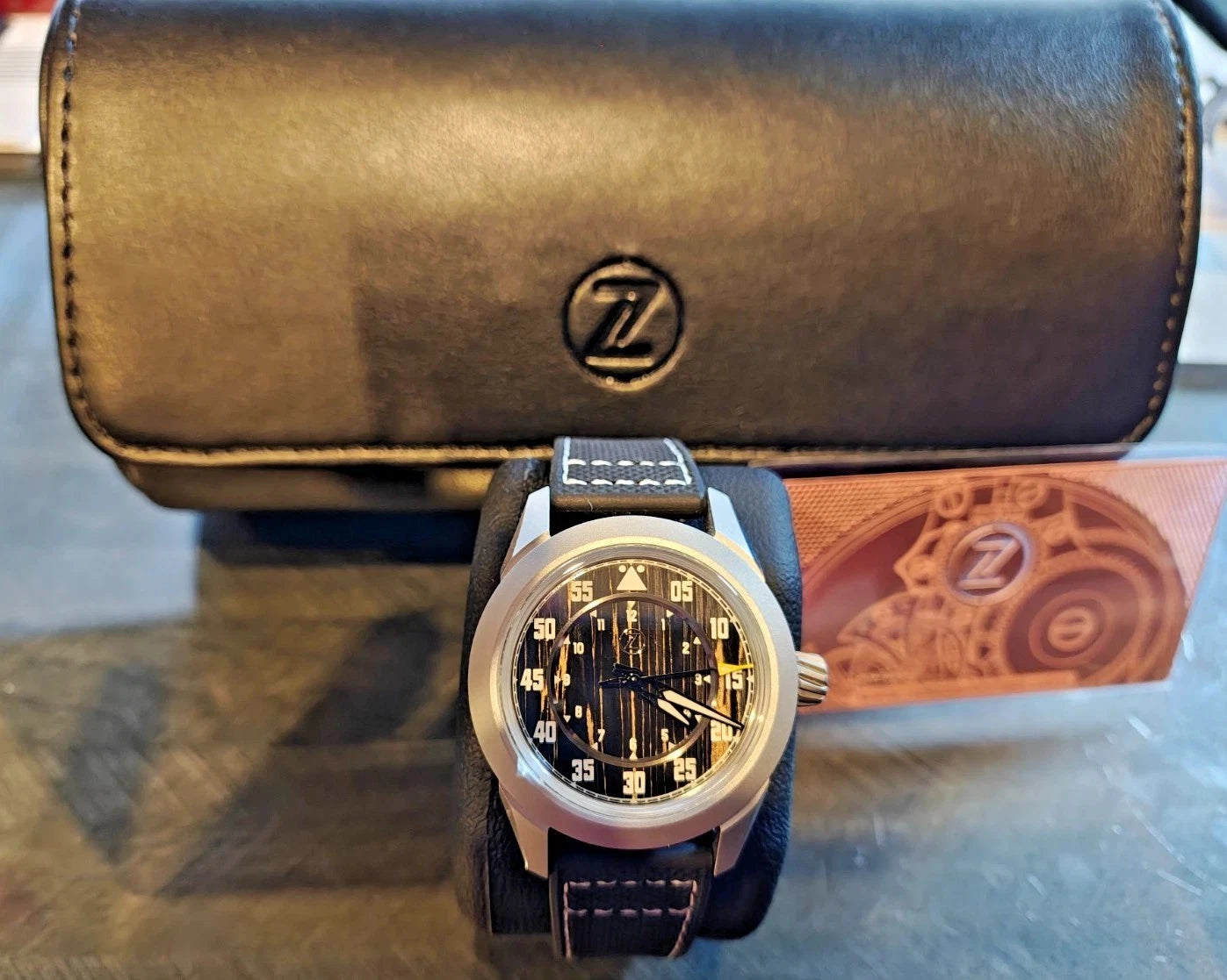 Zelos 39mm Sandblasted Polished Titanium Eagle 2 Ti Carbon Automatic Pilot Watch